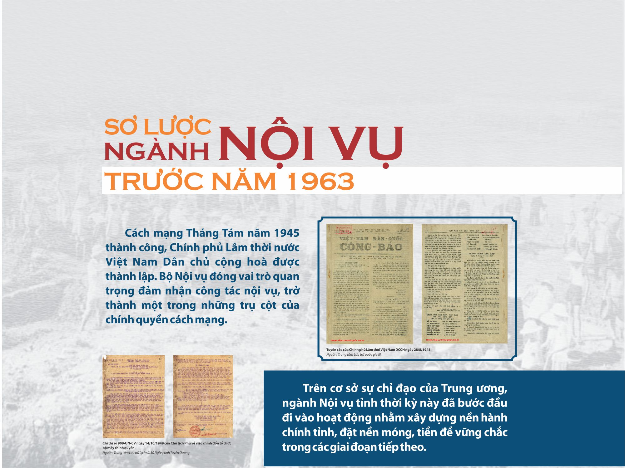 SƠ LƯỢC NGÀNH NỘI VỤ TRƯỚC NĂM 1963
